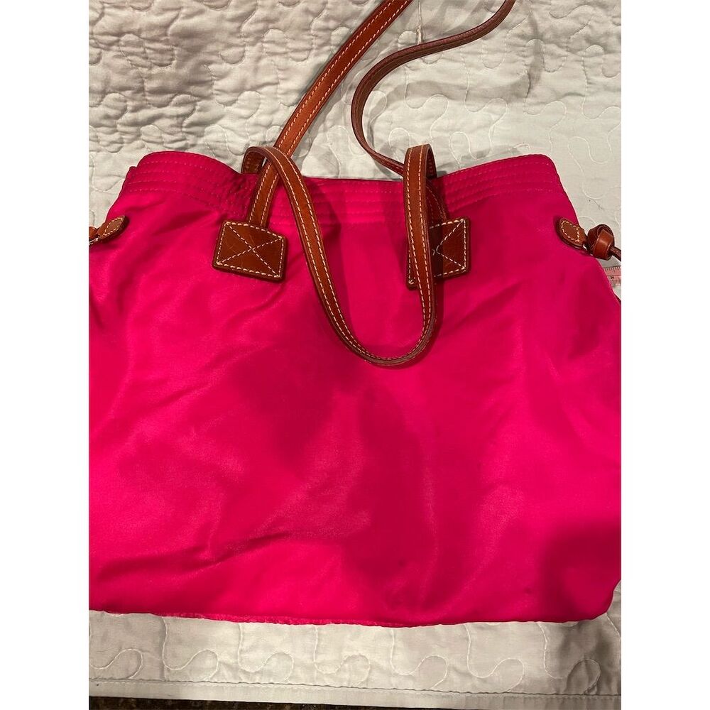 Dooney & Bourke Women's Bright Pink Nylon Tote Bag with Leather Trim - Picture 8 of 16